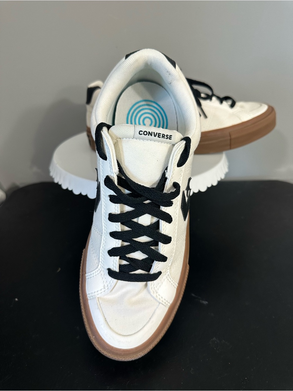 Common Projects White and Black Low-Top Sneakers with Gum Sole